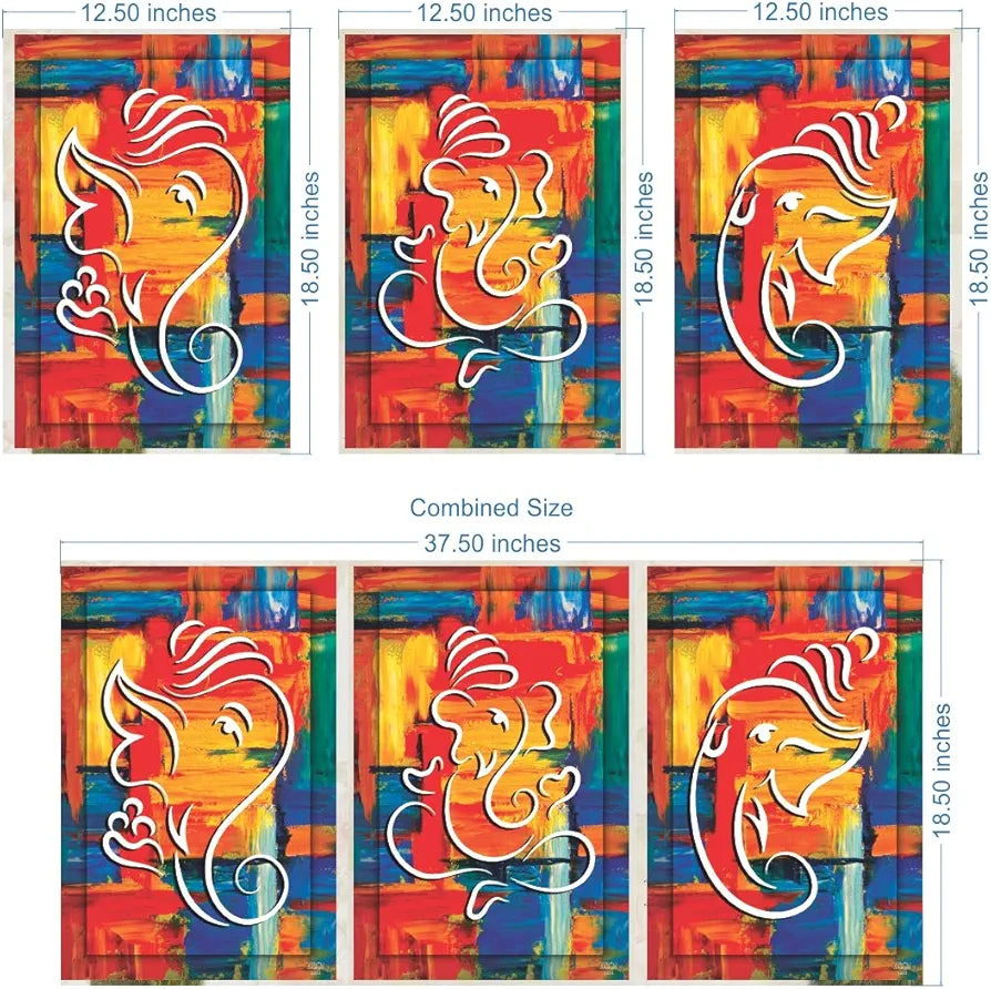 Rangoli MDF 3 Pcs Wall Poster 12x18 Inch Decorative Wall Art P-4 Design-27