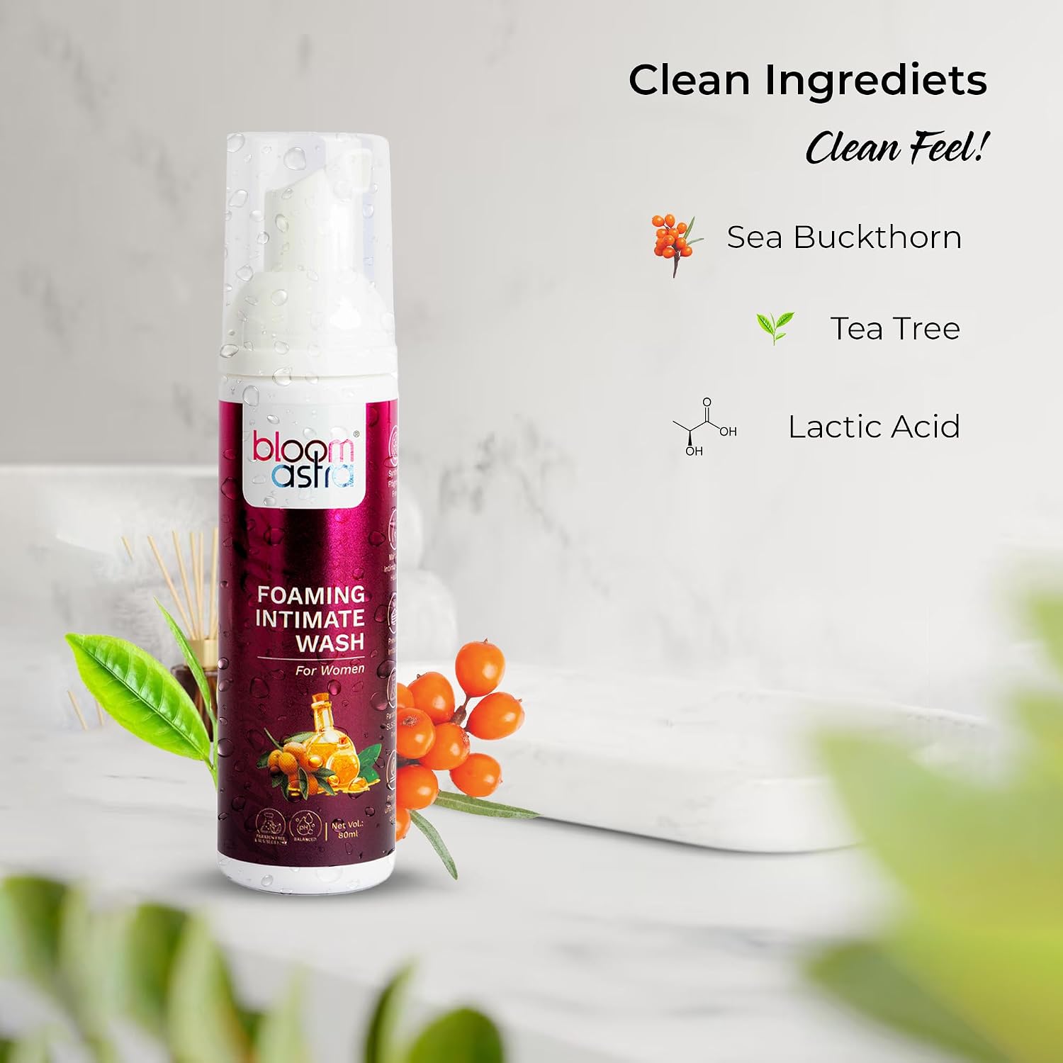 Bloomastra Foaming Intimate Hygiene Wash For Women (80ml) | Maintains Healthy PH Balance, and Prevents Infections