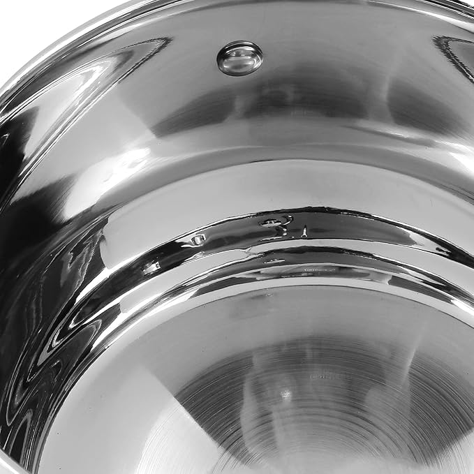 Vinod Almaty Stainless Steel Saucepot with Glass Lid 2 Litre, 16 cm | 2.6mm Thick Base | Triply Saucepot,Sturdy Riveted Handle