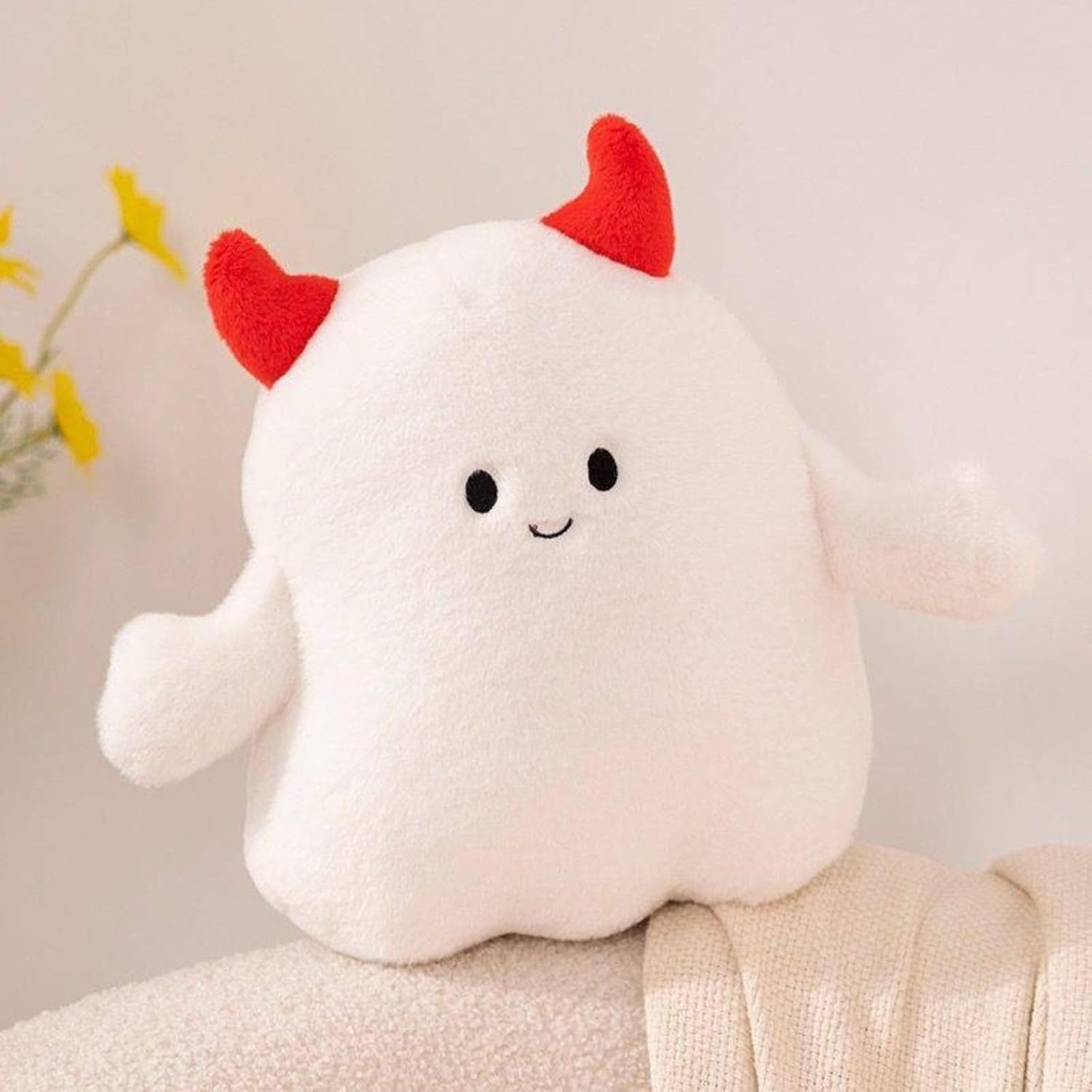 Tickles Halloween Ghost with Horns Soft Stuffed Plush Toy for Kids 30 cm Color White