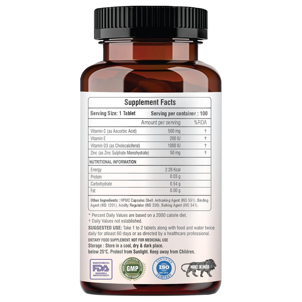 Vita C Plus - 100 Capsules - Antioxidant & Immune Support - Overall Health - Skin Anti-Ageing -Supports Healthy Skin & Joints
