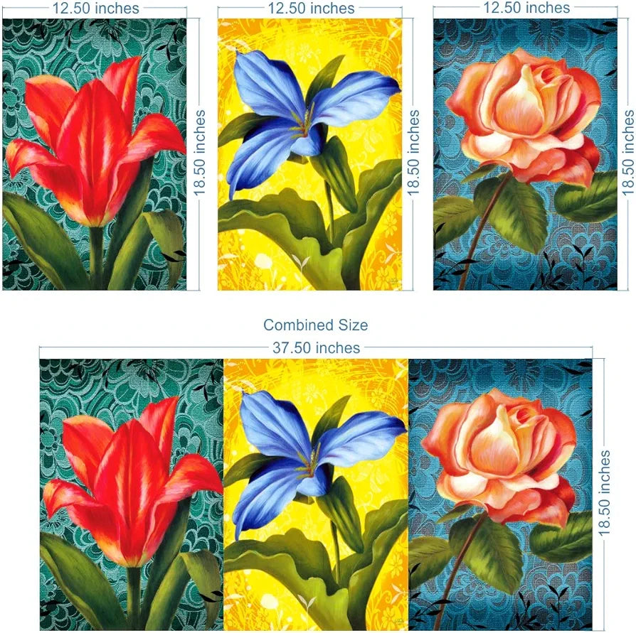 Rangoli MDF 3 Pcs Wall Poster 12x18 Inch Decorative Wall Art P-4 Design-15