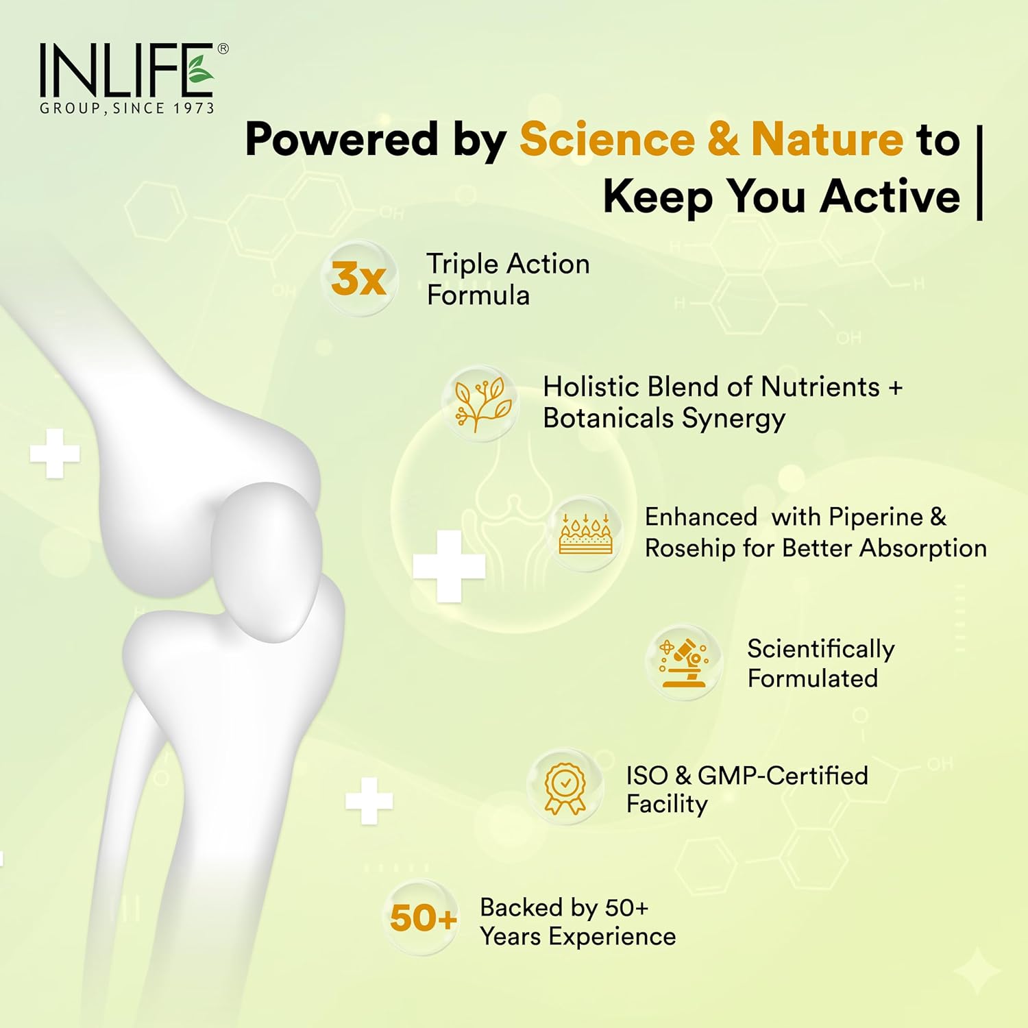 INLIFE Glucosamine Tablets for Joints with Chondroitin MSM Collagen Type II, Hyaluronic Acid, Vitamin D3 | Enriched with Boswellia, Rosehip, Curcumin | Knee Bone Cartilage Supplement - 60 Tablets