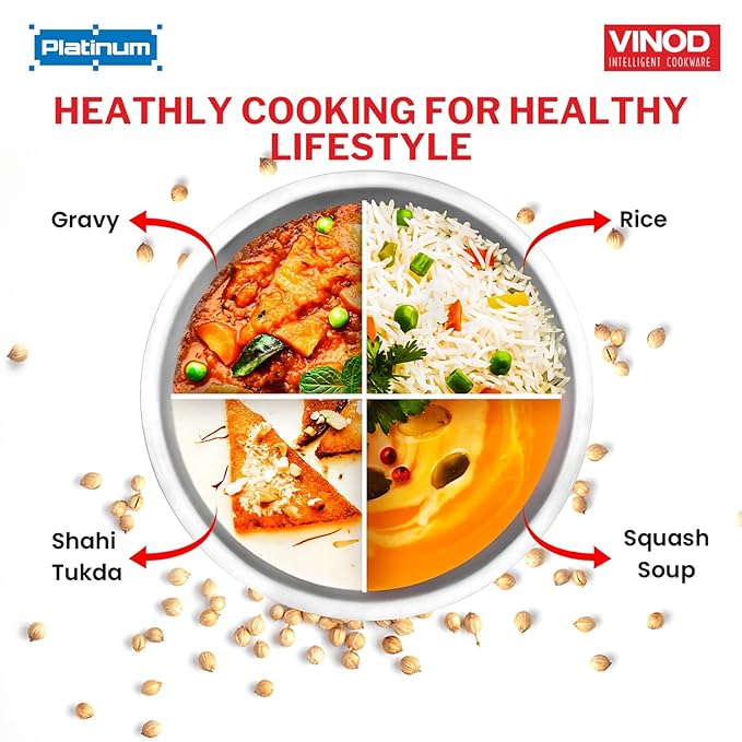 Vinod Platinum Triply Stainless Steel Extra Deep Tasla -1.2 Litre, 18 cm | 2.5 mm Thick | Steel Kadai