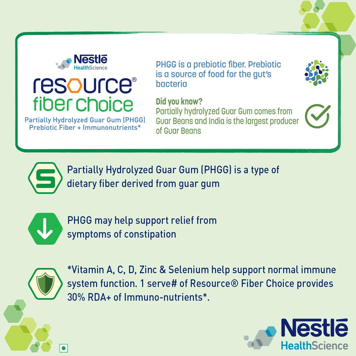 Resource Nestle Fiber Choice | Partially Hydrolyzed Guar Gum (Phgg), Prebiotic Fiber + Immunonutrients* | Contains 14 Sachets | 86.8g