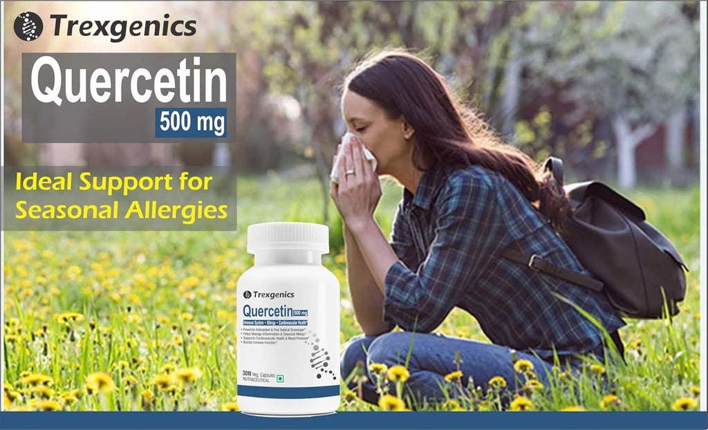 Trexgenics QUERCETIN 500 mg Respiratory Health, Cardiovascular Health, Joint Health Support (30 Veg. Capsules) (Pack of 1)