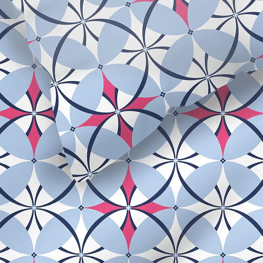 Layers Duracount Bedsheet Set for All Seasons Lightweight 225 CVC King Size Blue Geometrical
