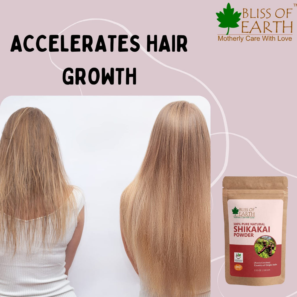 Bliss of EarthÂ® 100% Pure & Natural Jatamansi Powder+100% Pure & Natural Shikakai Powder | 100GM | Acacia Concina | Gorgeous hair Naturally | Traditional Hair Cleanser & Conditioner (Pack of 2)