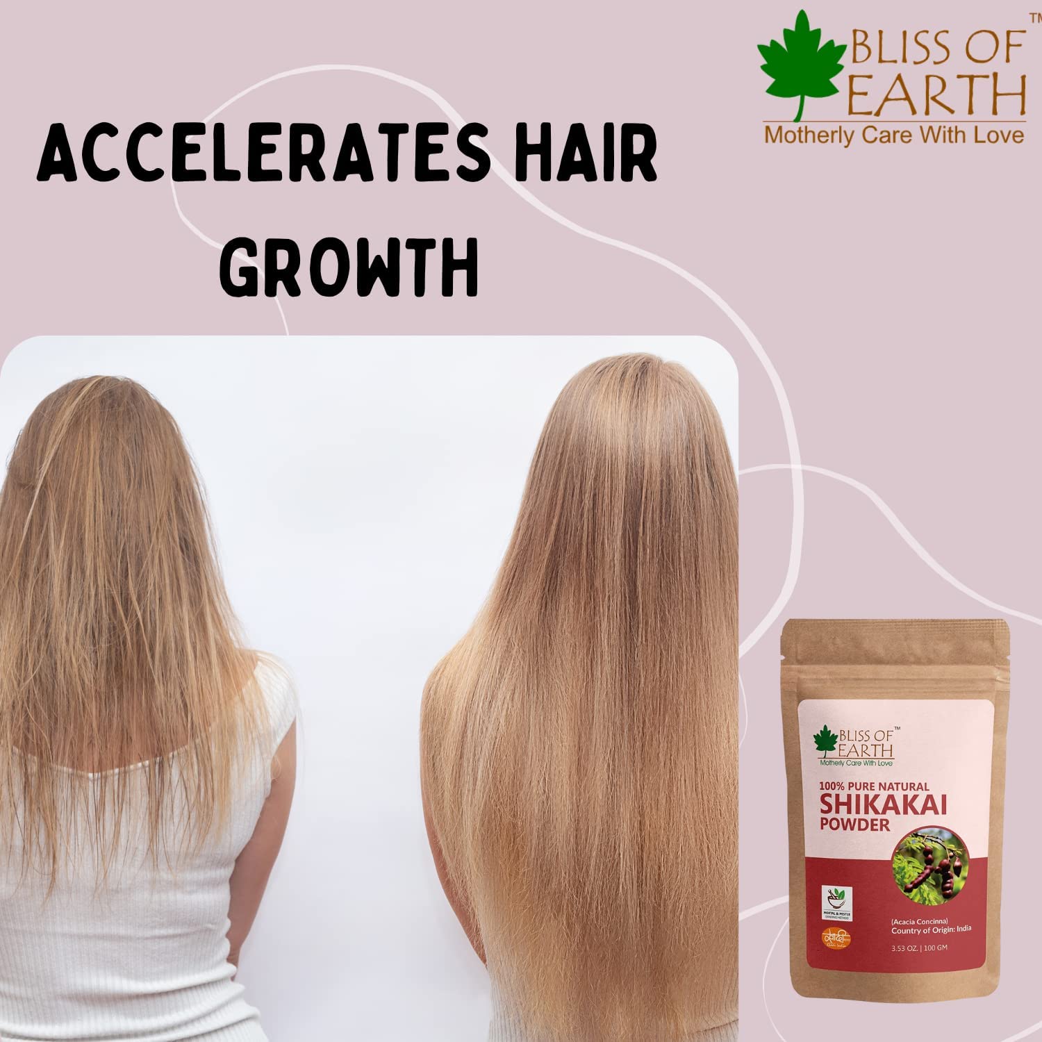 Bliss of EarthÂ® 100% Pure & Natural Jatamansi Powder+100% Pure & Natural Shikakai Powder | 100GM | Acacia Concina | Gorgeous hair Naturally | Traditional Hair Cleanser & Conditioner (Pack of 2)