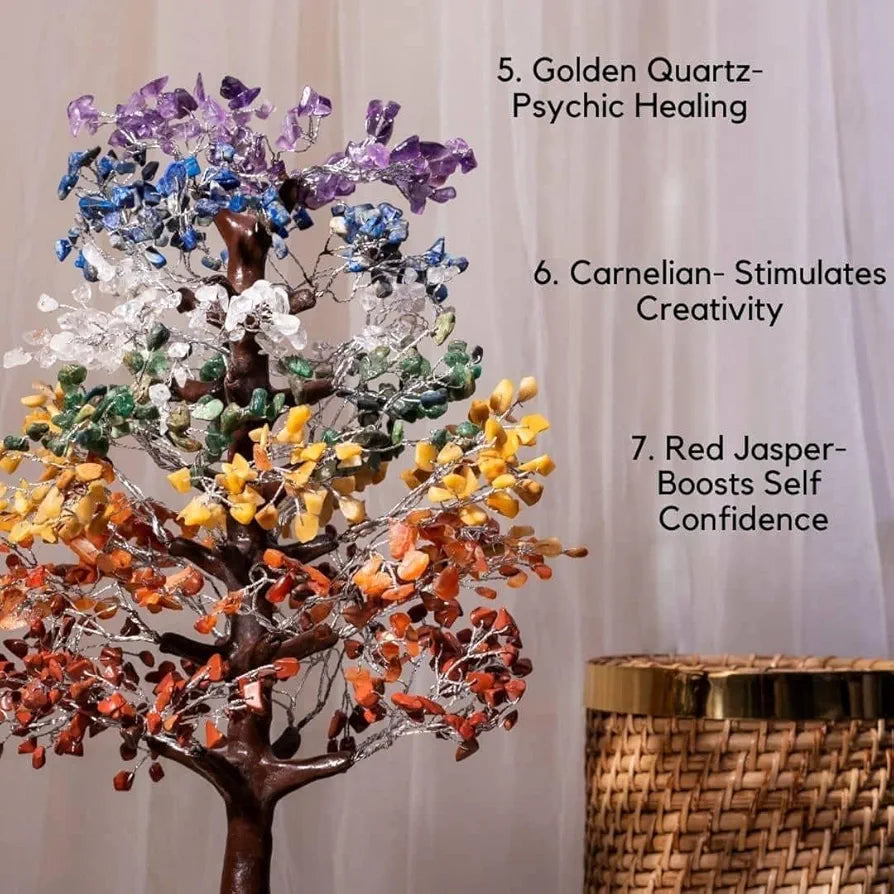 Ritualistic Chakra Crystal Tree with Gemstones Handcrafted for Energy Healing Meditation