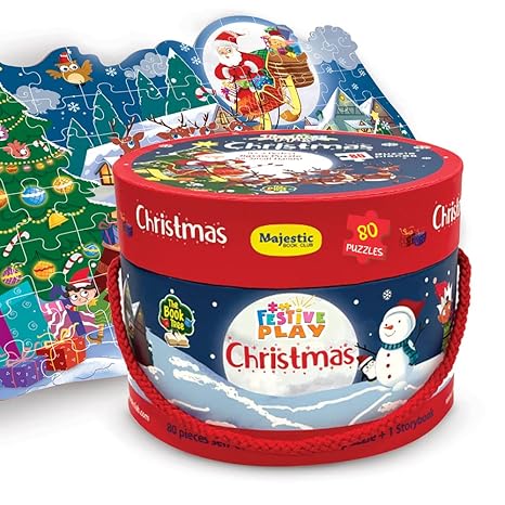 The Book Tree Christmas Puzzle Gift Box for Kids 80 Puzzle Pieces & 1 Storybook Christmas Puzzle for Children