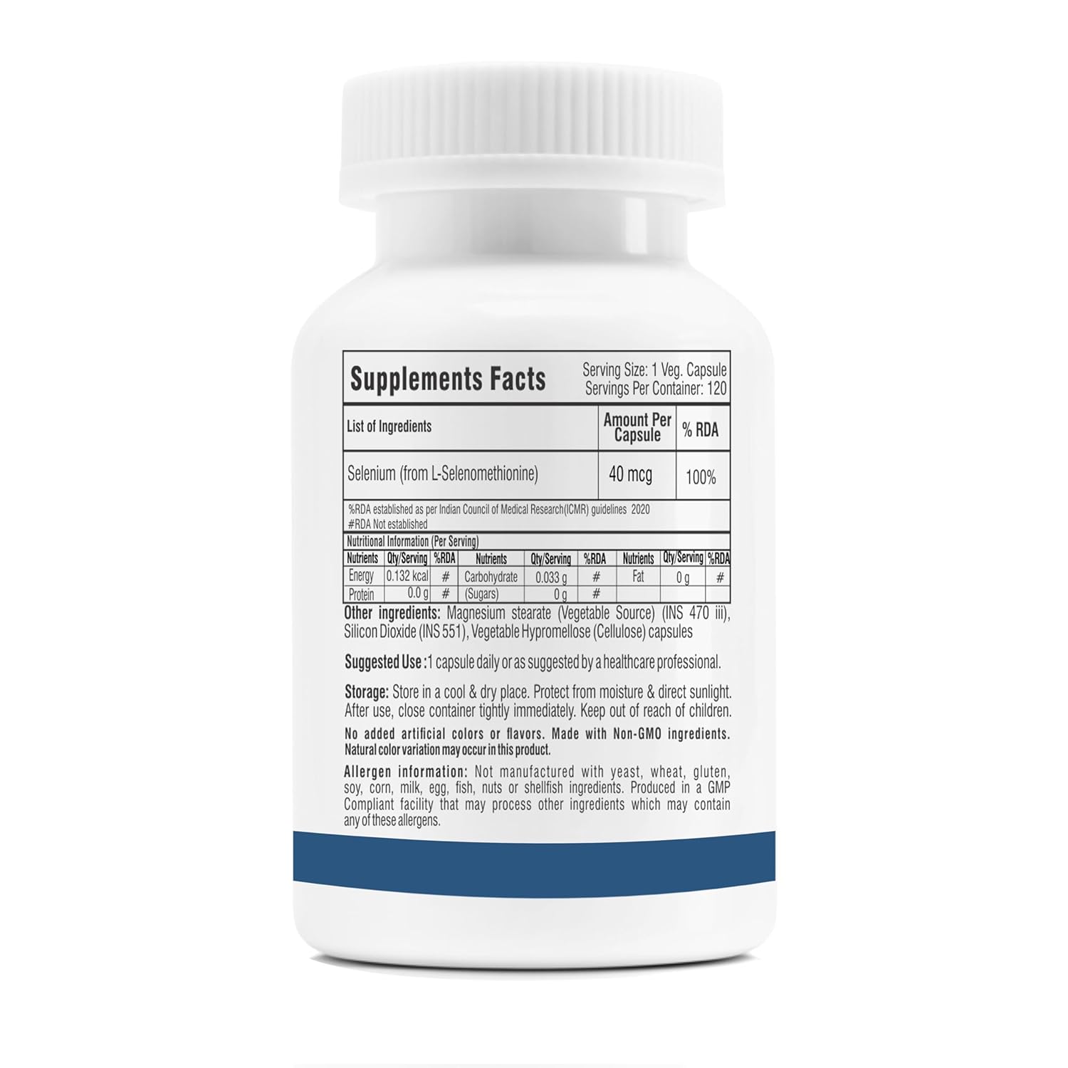 Trexgenics SELENIUM 40 mcg from L-Selenomethionine Pharmaceutical USP grade Chelated Multi-Action Antioxidant for Thyroid, Cardiovascular, Prostate, Hair Growth Support (120 Veg. Capsules)