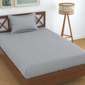 Homefab India 160 TC Stripe Glace Cotton Single BedSheet with 1 Pillow Cover Silver
