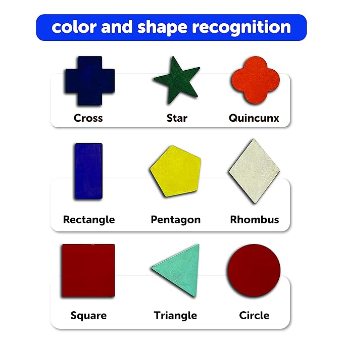 Mini Leaves Wooden Shapes Chunky Puzzle | 2+ Years | Learning Puzzle for Shapes and Color 9 Pieces