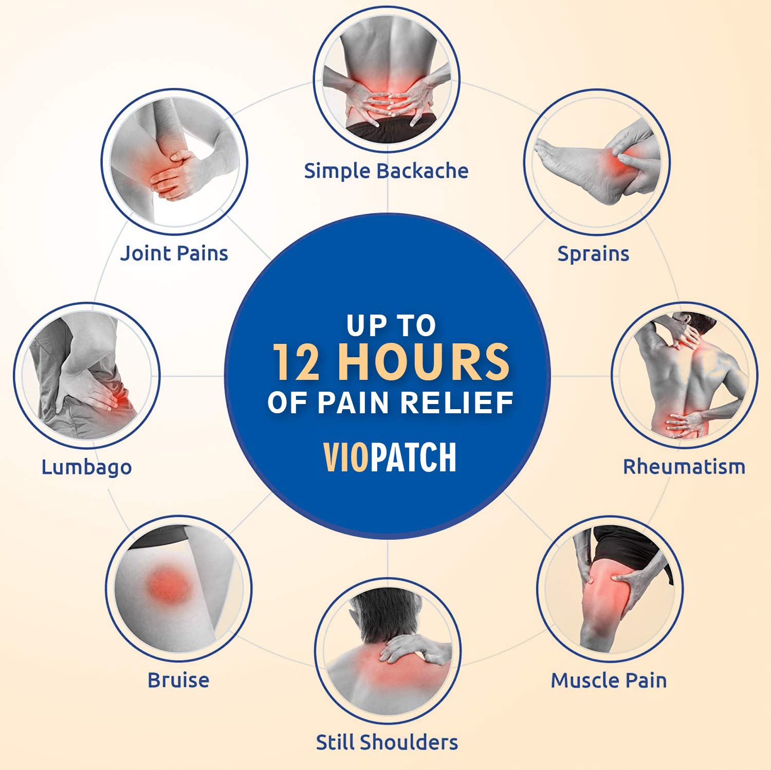 Viopatch Herbal Pain Relief Patch - Pack of 10 Patches | Instant Relief from Muscular Pain & Joint Pain| Natural Pain Relief Patches | No Side Effects