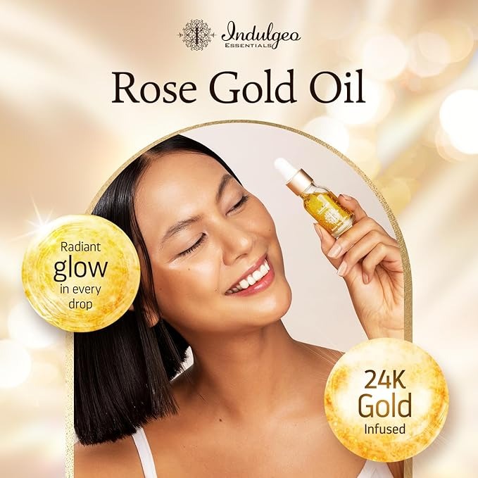 Indulgeo Essentials 24K Rose Gold Beauty Oil for Uneven Skin Tone - 15 ml