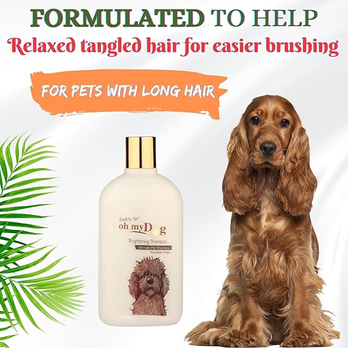 Pet Needs Oh My Dog Brightening Ultimate Dog Shampoo With Mini Soft Silicone Dog Shampoo Dispenser Brush | 500 Ml