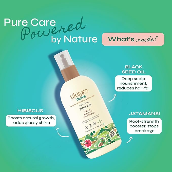 Tikitoro Teens Nourishing Hair Oil Vegan with Black Seed Oil - 150 ml