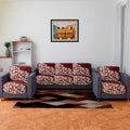 Kuber Industries Sofa Cover Set Flower Sofa Cover Velvet 5 Seater Couch Cover Maroon
