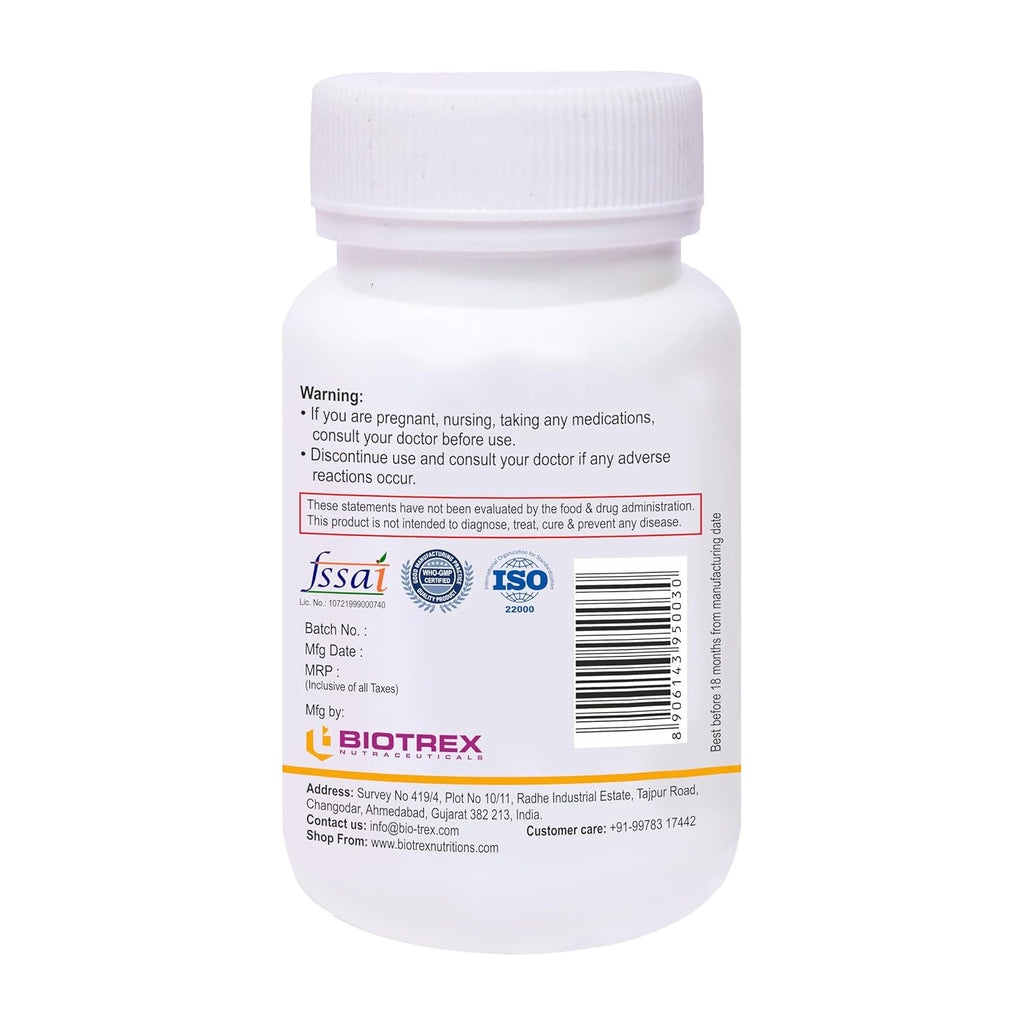 Biotrex Nutraceuticals Iron 19mg (As Ferrous fumarate) | Boosts immunity, Supports energy, Brain function & Muscle function | For Both Men & Women - 60 Tablets