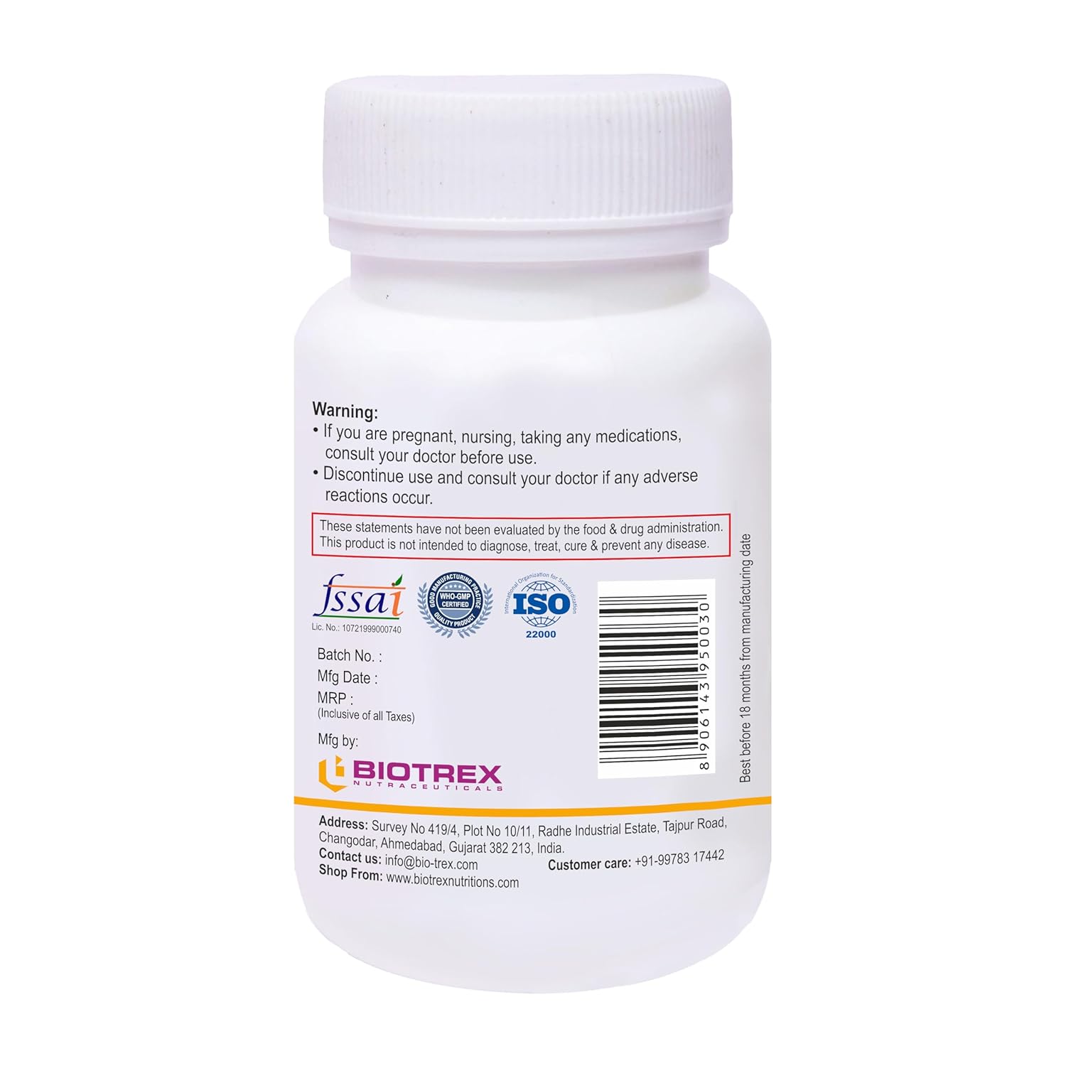 Biotrex Nutraceuticals Iron 19mg (As Ferrous fumarate) | Boosts immunity, Supports energy, Brain function & Muscle function | For Both Men & Women - 60 Tablets