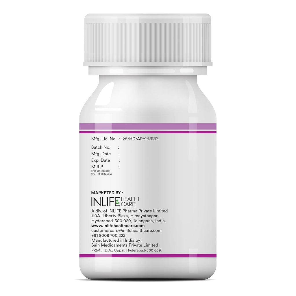 INLIFE Vitamin B12 (Methylcobalamin) 1500mcg Supplement with ALA, Folic Acid, Vitamin D3 | Nerve and Brain Health for Men & Women â€“ 60 Tablets(Pack Of 1, 60)