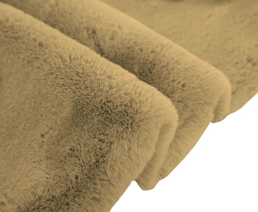 Luxe Home International Ruffle Bath Mat Rabbit Fur 1000 GSM Bathroom Door Rectangular Foot Mats 45X75 CmColour Mocka