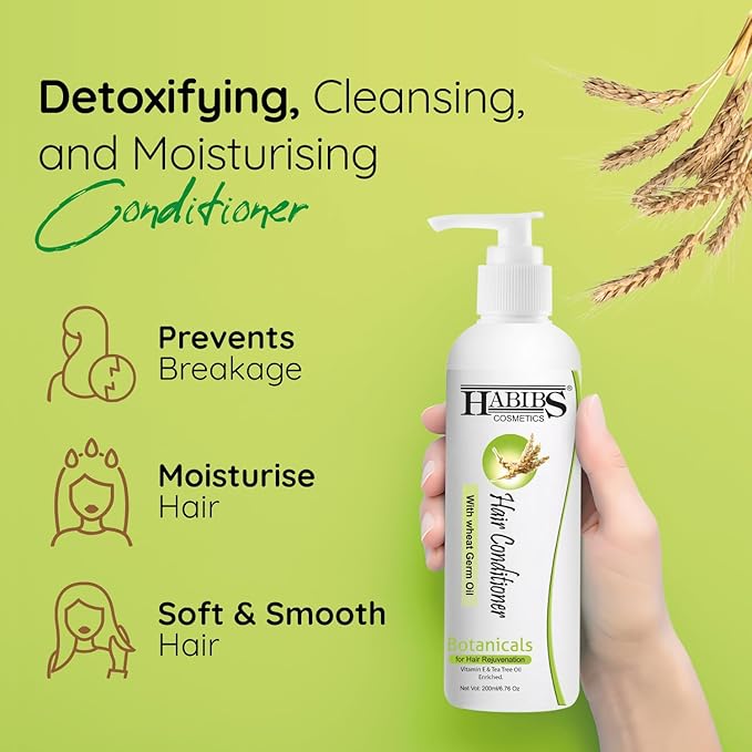 Habibs Cosmetics Hair Unscented Conditioner With Wheat Germ Oil - 200 ml