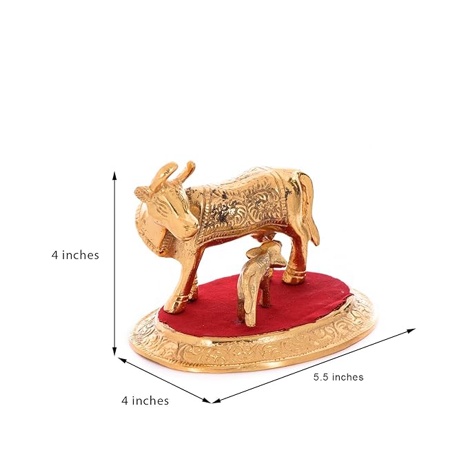 Ecraftindia Golden Cow With Calf Statue