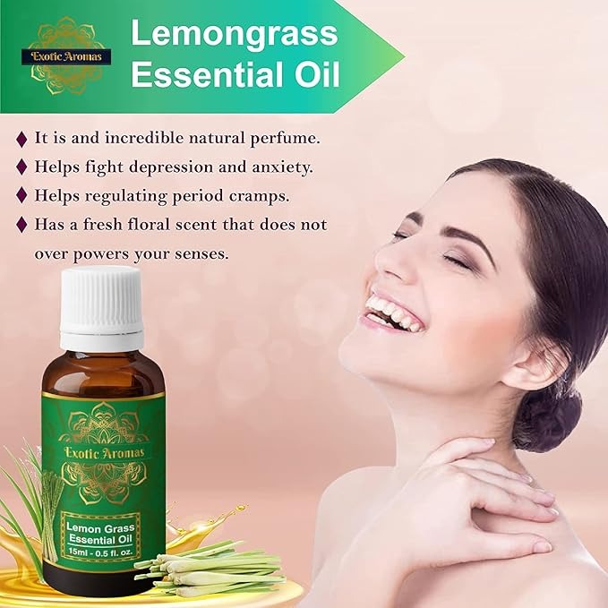 Exotic Aromas Lemon Grass Oil - 15 ml (Pack of 2)