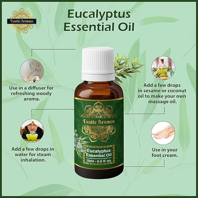 Exotic Aromas Eucalyptus Essential Oil - 15 ml (Pack of 2)