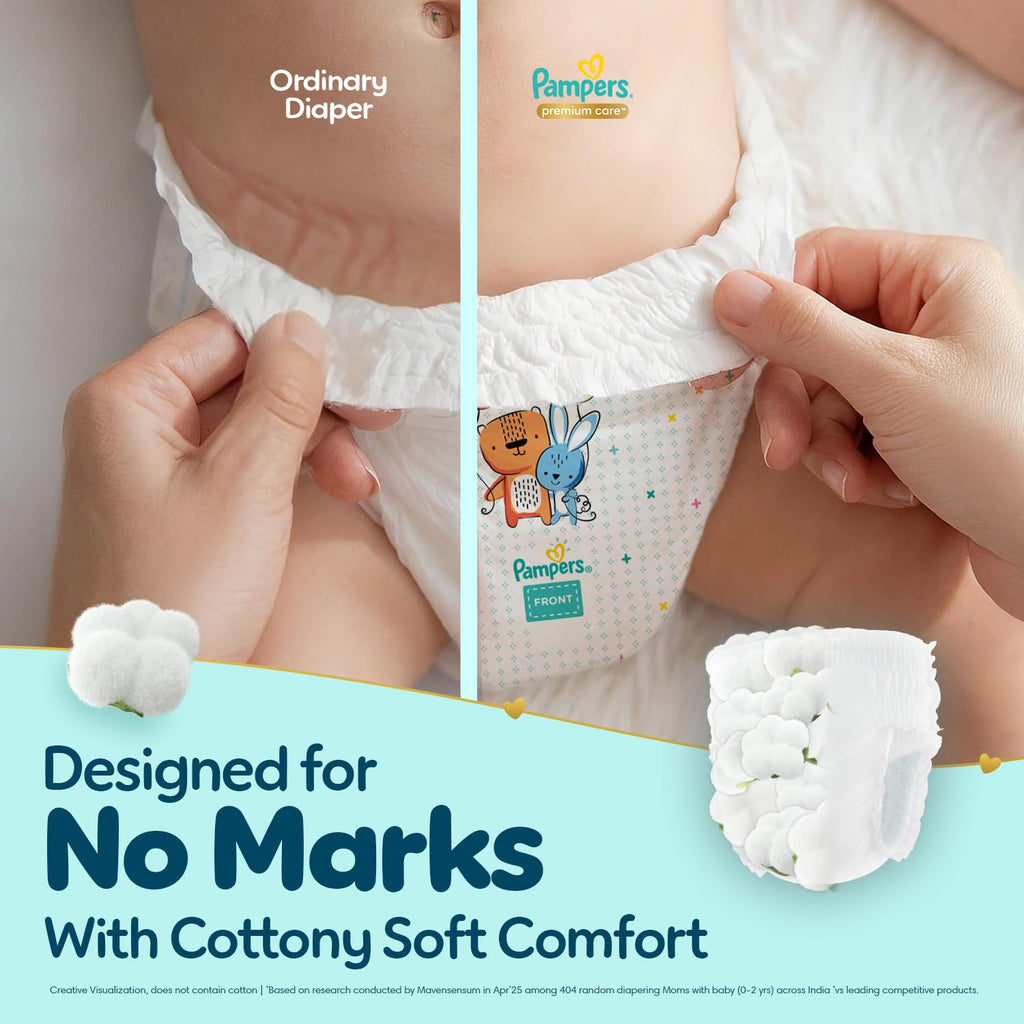 Pampers Premium Care Pant Style Baby Diapers XL 72 Count | No Marks Design | Voted India’s #1 Softest Diaper | All in 1 diaper with 360 Cottony Softness