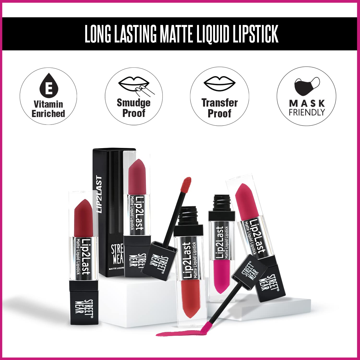 Street Wear Lip2Last Matte Liquid Lipstick - Freaking Chocolate (Brown) 5ml Enriched With Vitamin E Lasts AM To PM!
