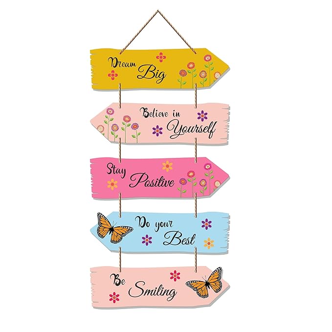 Artvibes Art Vibes Motivational Quote Decorative Wall Art Mdf Wooden Wall Hanger for Living Room | Set of 5