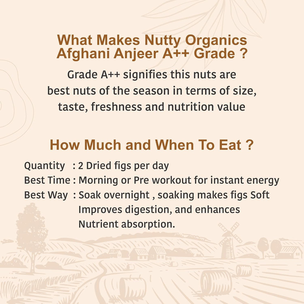 NUTTY ORGANICS Premium Dried Afghani Anjeer| Rich in Fiber | Rich in Nutrients | Packed with Fiber & Nutrients for a Healthier, Happier You | Anjeer Dry Fruit