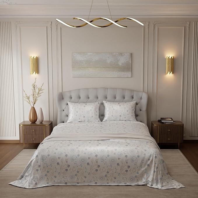 Stoa Paris Satin Bedsheet Super King Size Bed, Premium Bedding Set with 2 Pillow Cover Colour Off White