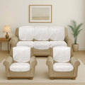 Cloth Fusion Italian Velvet Sofa Cover 5 Seater Set Perfect Floral Embossed Sofa Cover 3 Seater and 2 Seater Bone White
