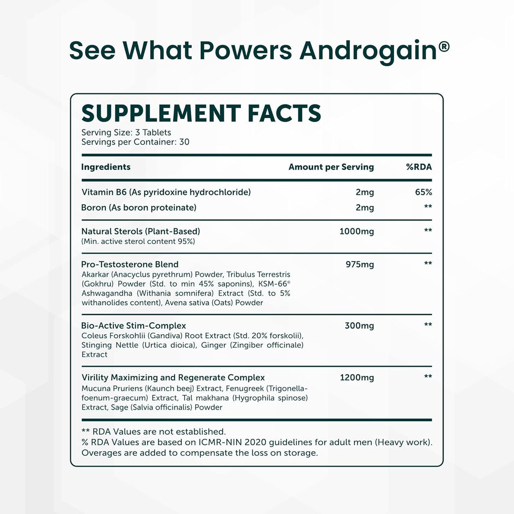 Plant Based Natural Anabolic Activator Gainer Supplement for Strength & Energy | Nutraceutical Supplement for Volume & Strength Training | Muscle Builder - (90Tablets, 30 Servings)
