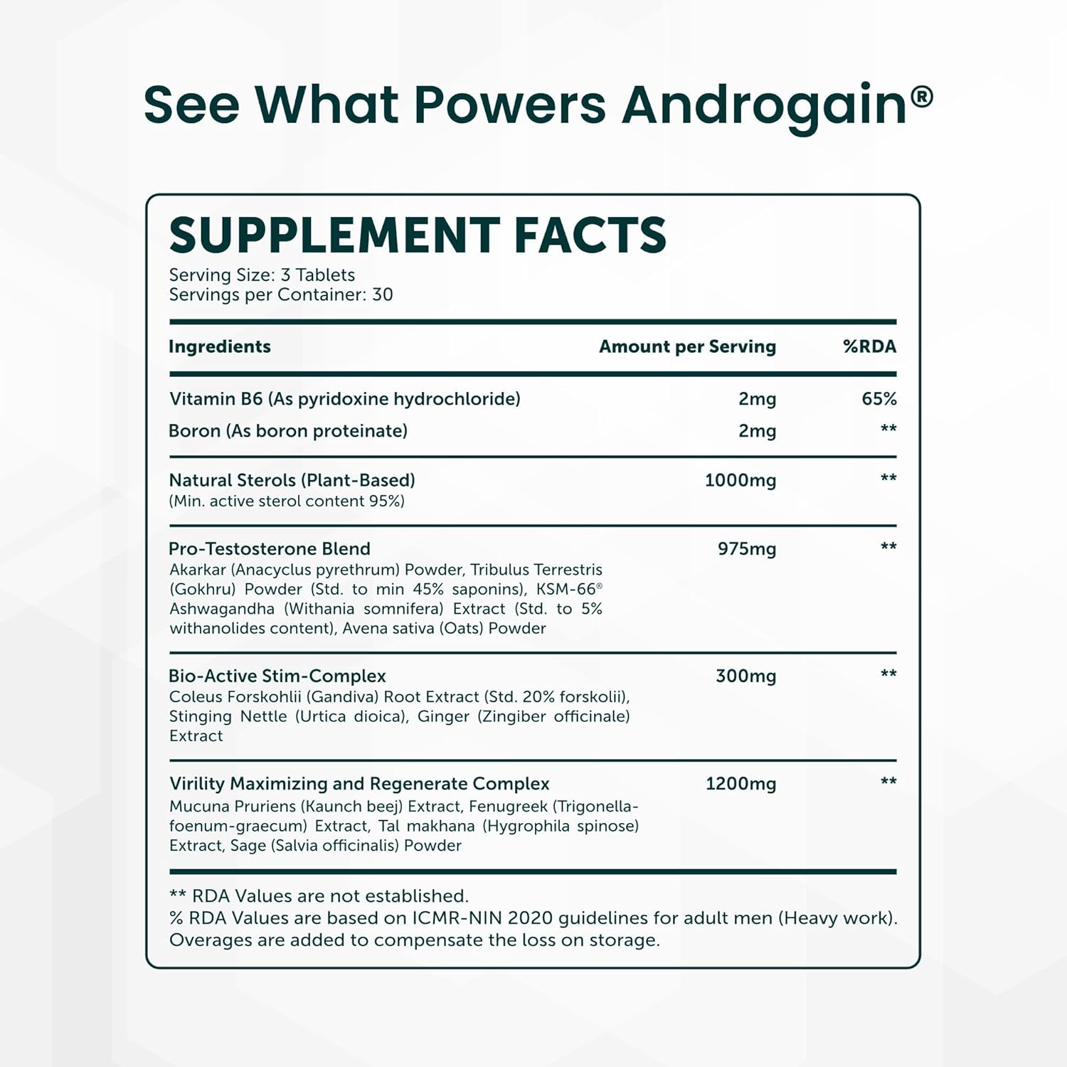 Plant Based Natural Anabolic Activator Gainer Supplement for Strength & Energy | Nutraceutical Supplement for Volume & Strength Training | Muscle Builder - (90Tablets, 30 Servings)