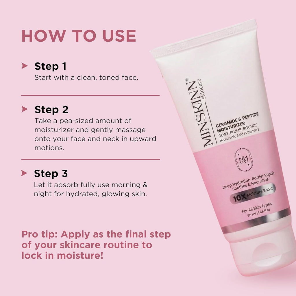 Minskinn Korean Anti-Aging Face Cream 50ml | Ceramide Peptide Moisturizer | Dry & Sensitive Skin | K-Beauty Science Formula with Ceramide & Peptide Complex for Visible Anti-Aging Results