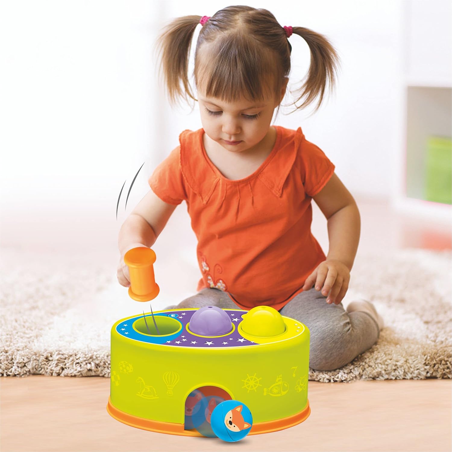 Toymate Toddler’s Delight 2-in-1 Gift Set Spiral Ball Ramp Tower & Pound-a-Ball Hammer Toy