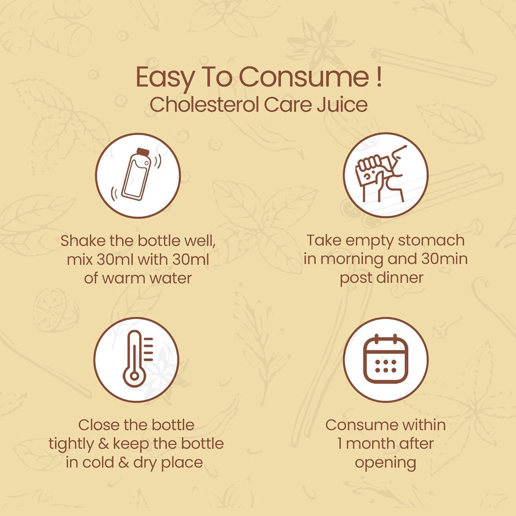 KRISHNA's HERBAL & AYURVEDA Cholesterol Care Juice - 500 Ml | Contains Honey With Apple Cider Ginger Garlic, Sugar Free, Health Drink