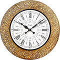 RoyalsCart Emboss Metal Analog Wall Clock For Elegant Clock Size - 16 X 16 Inches [Ktwc255D] Gold Designer Emboss Metal
