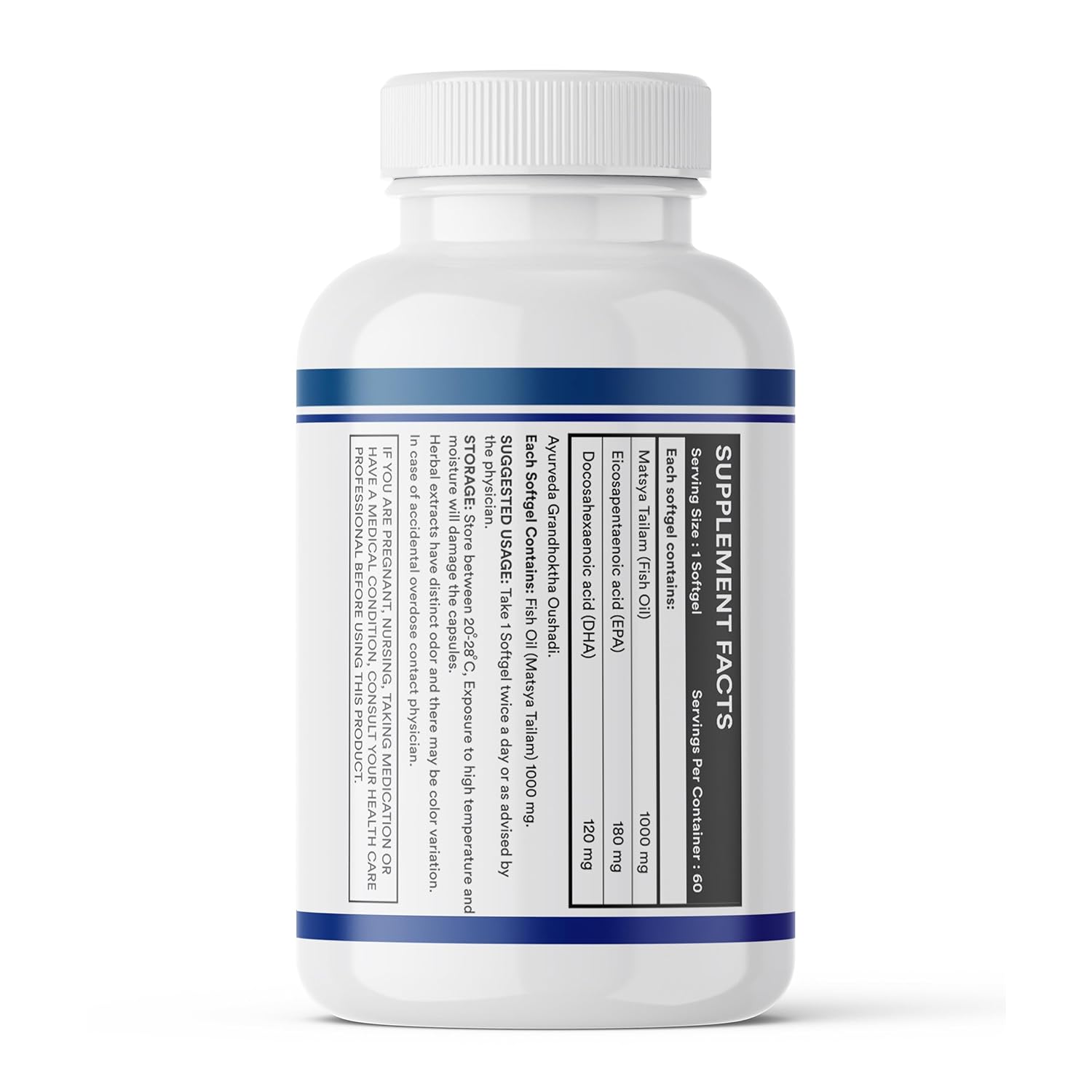 INLIFE Fish Oil Omega 3 Capsule 1000mg | Heart, Brain and Joint Health | Molecularly Distilled Highly Concentrated Supplement - 60 Softgels (60 Softgels)