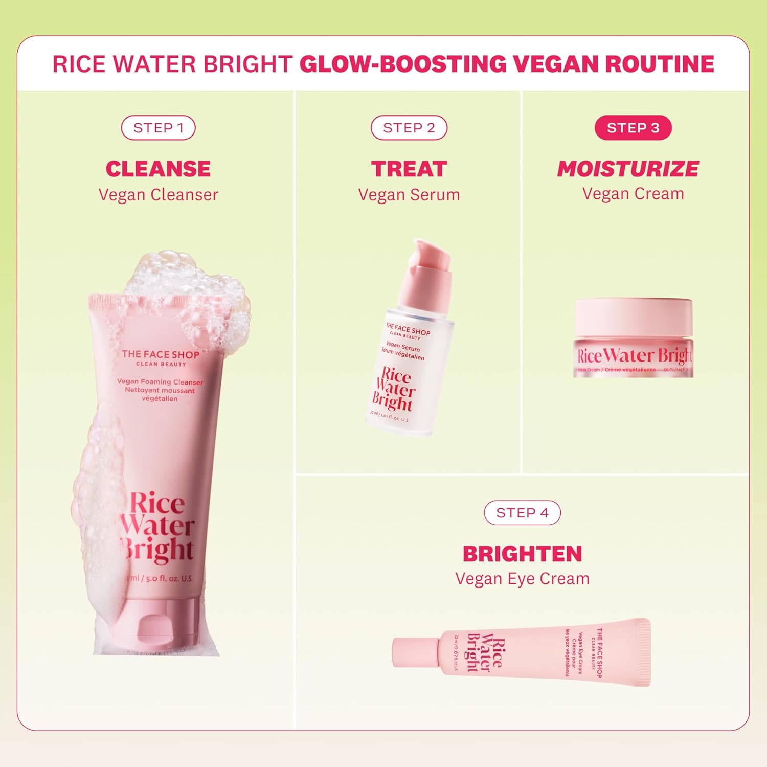 The Face Shop Rice Water Bright Vegan Cream with Ceramide, Niacinamide & Hyaluronic Acid | Brightens Skin, Fades Blemishes & Acne Marks | Korean Skin Care | 50ml
