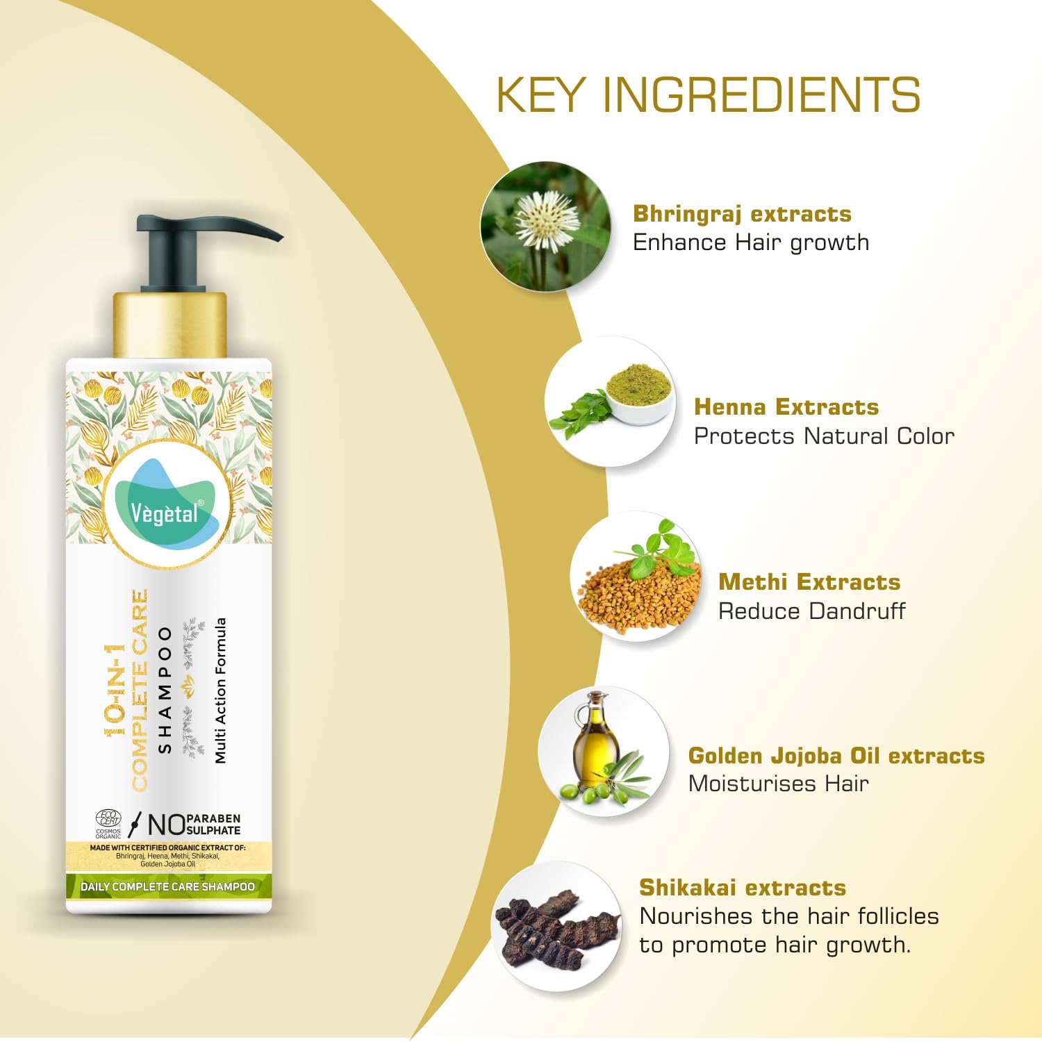 Vegetal 10 in 1 Shampoo for Dry and Damaged Hair- 200 ml