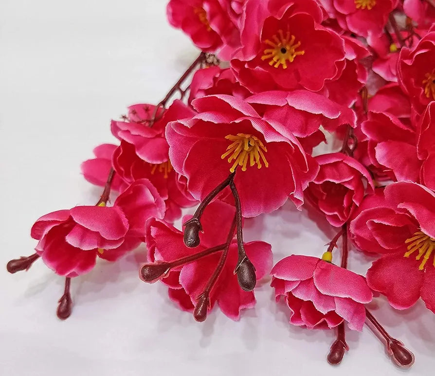 Artificial Flowers Bunch Cherry Blossom Ideal for vase Without vase Maroon 55 cm Height Fabric