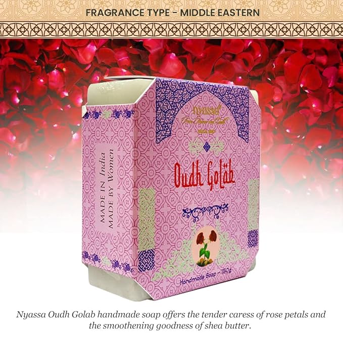 Nyassa Premium Oudh Golab Handmade Natural Bathing Soap - 150 Gms