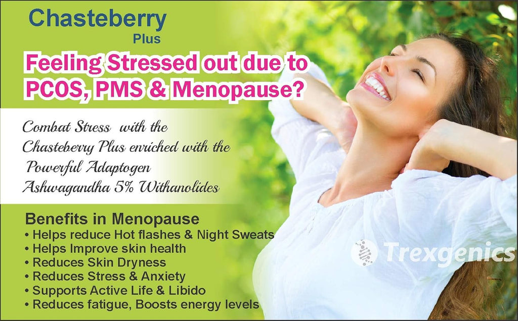 Trexgenics CHASTEBERRY PLUS Women's health formula with Chasteberry, Ashwagandha & Shatavari (60 Vcaps) (Pack of 1)