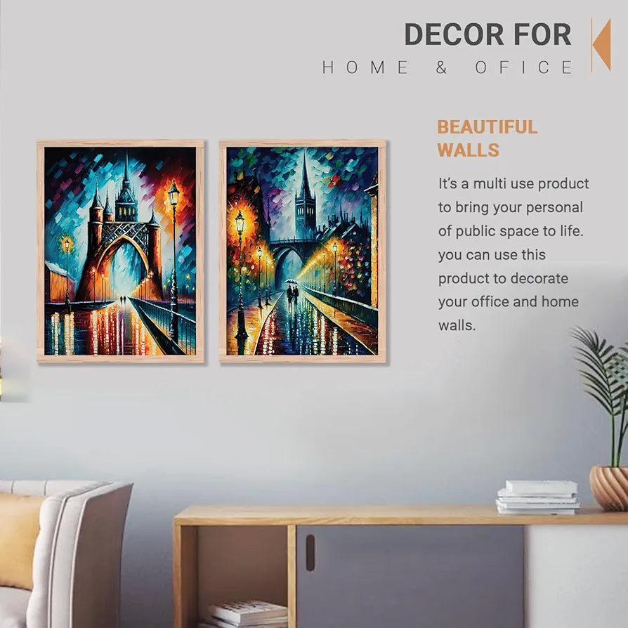 Kotart Premium Digital Painting with Frame Iconic City Painting Design 02 Pack of 2